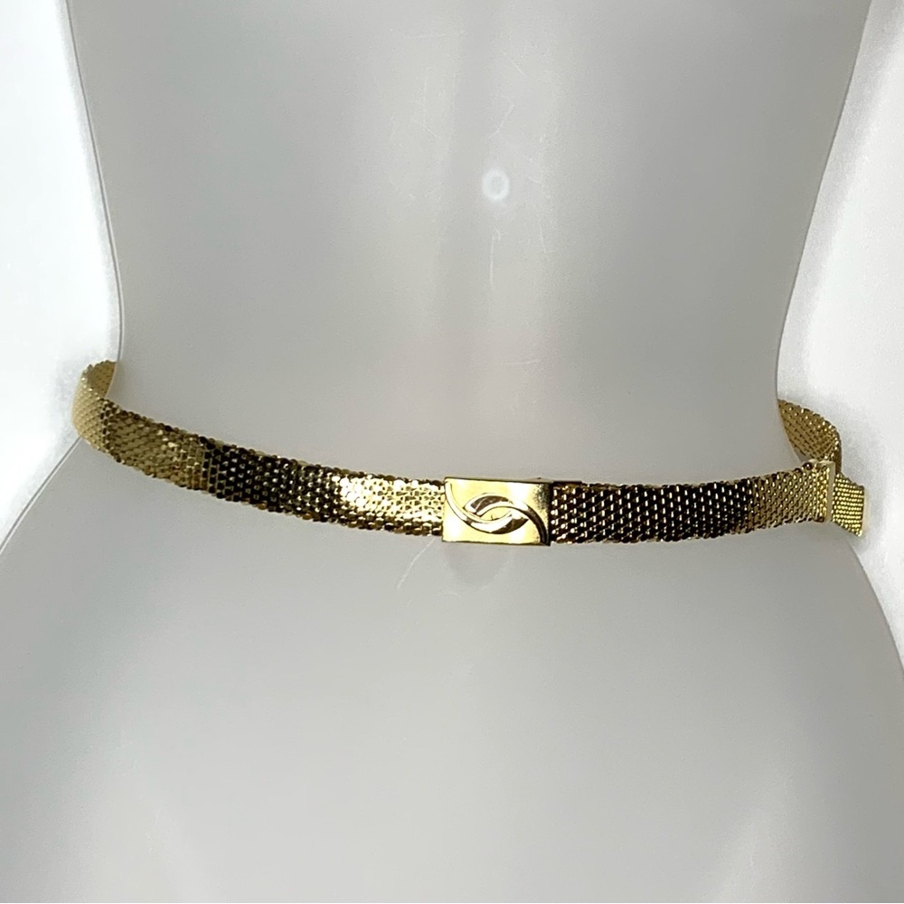 Gold Tone‎ Shiny Snake Scale 70-s 80's Style Disco Retro Slider Womens Belt Sz S
